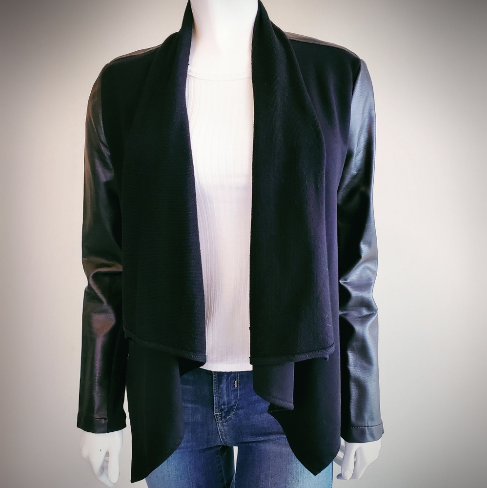 Bebe black faux leather waterfall jacket